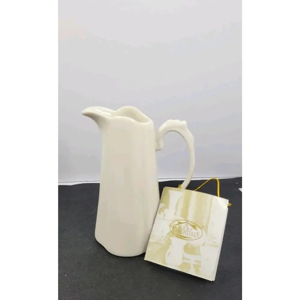 I. Godinger & Co Home Essentials White Ceramic Creamer Pitcher Farmhouse Cottage